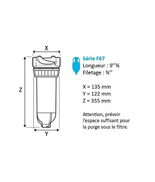 APIC - Filtre tête laiton F67 1 pouce - large