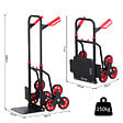 HOMCOM - Diable pour escalier 6 roues diable repliable extensible 150 Kg - chariot pliable acier noir rouge - vignette