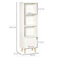 HOMCOM - Meuble de rangement colonne design scandinave - 3 niches, placard porte - piètement effilé incliné bois pin panneaux particules blanc - vignette