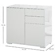 HOMCOM - Commode buffet meuble de rangement 2 tiroirs 2 portes avec étagère 79 x 36 x 74 cm blanc - vignette