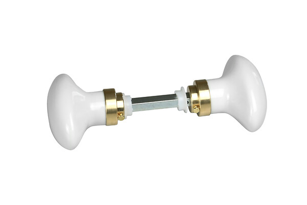 CENTRALE BRICO - Lot de 2 boutons de porte Porcelaine porcelaine de limoges laitonné - large