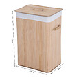 HOMCOM - Panier à linge corbeille à linge bac à linge bambou pliable couvercle sac amovible 3 poignées PU 40L x 30l x 60H cm beige - vignette