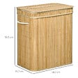 HOMCOM - Panier à linge corbeille à linge bac à linge 100 L 2 compartiments couvercle sac amovible 2 poignées tissu bambou - vignette