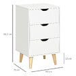 HOMCOM - Meuble de rangement chiffonnier 3 tiroirs design scandinave piètement effilé incliné bois pin panneaux blanc - vignette