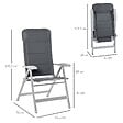 OUTSUNNY - Lot de 2 chaises de jardin pliantes dossier haut inclinable multipositions accoudoirs tétière alu. oxford déperlant gris - vignette