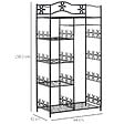 HOMCOM - Armoire penderie multi-rangement - 5 étagères - dim. 84L x 42l x 158,5H cm - métal noir motif fleurs 2 rideaux blanc - vignette