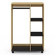 ID MARKET - Dressing penderie RACHEL 80 x 40 x 120 cm à roulettes hêtre et noir - vignette