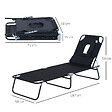 OUTSUNNY - Bain de soleil pliable transat inclinable 4 positions chaise longue de lecture 3 coussins fournis noir - vignette