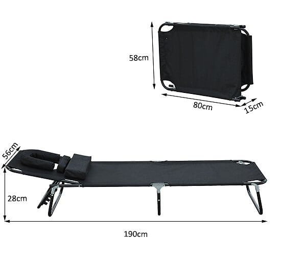 HOMCOM - Transat de jardin chaise longue pliante bain de soleil pour lecture noir - large