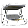 OUTSUNNY - Balancelle de jardin 3 places grand confort toit inclinaison réglable assise et dossier ergonomique acier textilène gris - vignette
