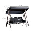 OUTSUNNY - Balancelle de jardin 3 places grand confort toit inclinaison réglable coussins plateaux rétractables polyester filé noir - vignette