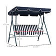 OUTSUNNY - Balancelle de jardin 3 places toit réglable acier polyester bleu blanc rayé - vignette