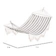 OUTSUNNY - Hamac de voyage portable style hippie chic toile de hamac dim. 2L x 1l m coton polyester gris écru rayé - vignette