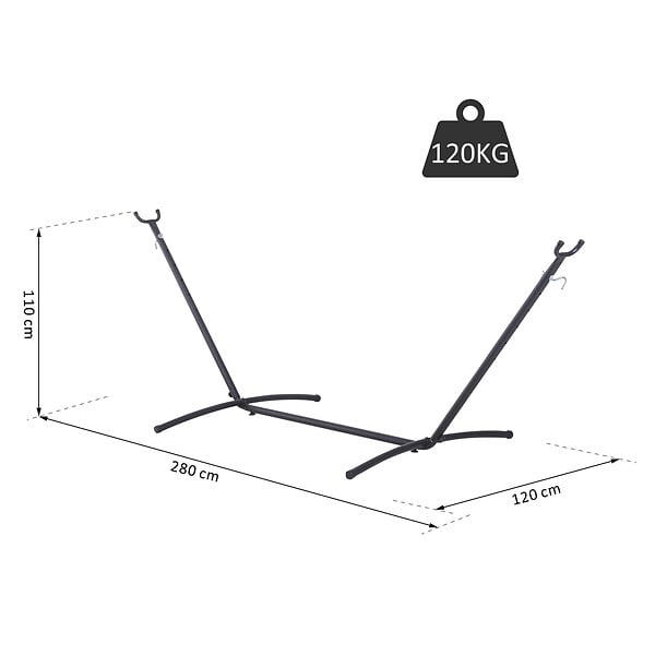 OUTSUNNY - Support pied de hamac structure robuste métal époxy noir hauteur réglable 6 niveaux dim. 2,80L x 1,20l x 1,10H m - large