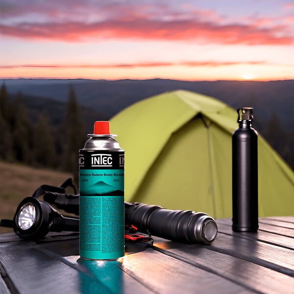 INTEC - Pack 4 Bouteilles de gaz Butane 227gr Cartouche gaz Camping Compacte Encliquetable Réchaud Désherbeur Barbecue INTEC - large