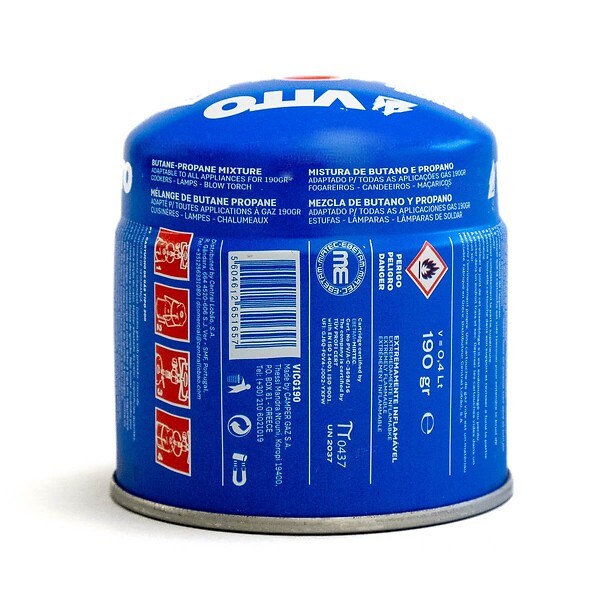 VITO - Pack de 12 Cartouches gaz 190g butane perçable sécurité stop-gaz VITO - large