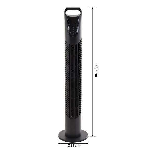 HOMCOM - Ventilateur colonne tour oscillant silencieux 40 W télécommande panneau contrôle tactile 3 vitesses Ø 18 x 78H cm noir - large