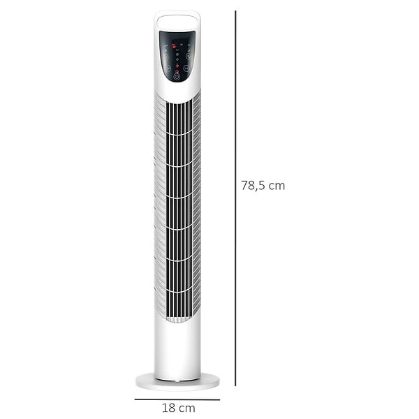 HOMCOM - Ventilateur colonne tour oscillant silencieux 40 W télécommande panneau contrôle tactile 3 vitesses Ø 18 x 78H cm blanc - large