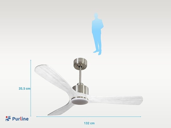 PURLINE - Ventilateur de plafond Réversible  Thermostat Dimmable Wifi Moteur à courant continu Toits en pente Télécommande Lumière à trois tons Hypersilence Mémoire - large
