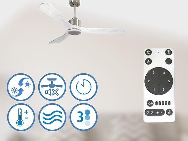 PURLINE - Ventilateur de plafond Réversible  Thermostat Dimmable Wifi Moteur à courant continu Toits en pente Télécommande Lumière à trois tons Hypersilence Mémoire - large