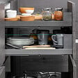 EMUCA - Tiroir Extérieur Vertex 40kg côtés en verre 131mm de haut, 500mm de profondeur, Acier & Aluminium et Verre, Gris Anthracite - vignette