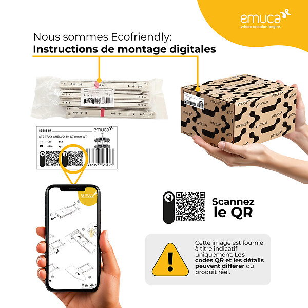 EMUCA - Tiroir Extérieur Vertex 40kg côtés en verre 131mm de haut, 500mm de profondeur, Acier & Aluminium et Verre, Gris Anthracite - large