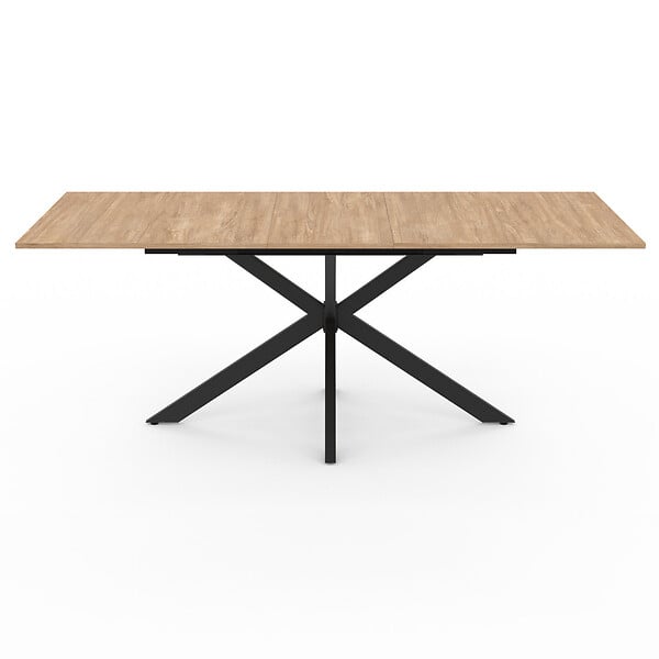 ID MARKET - Table à manger extensible rectangle ALIX 6-10 personnes bois et noir 160-200 cm - large