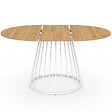 ID MARKET - Table à manger extensible ronde YUNA 4-8 personnes plateau bois et pied filaire en métal blanc 110 - 150 cm - vignette