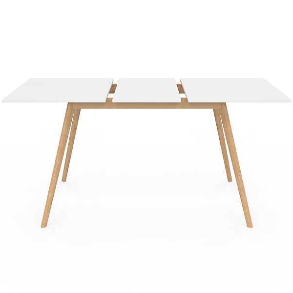 ID MARKET - Table scandinave extensible rectangle INGA 4-8 personnes blanche 110-150 cm - large
