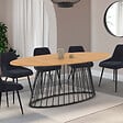 ID MARKET - Table à manger ovale YUNA 10 personnes plateau bois et pied filaire en métal noir 200 cm - vignette