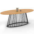 ID MARKET - Table à manger ovale YUNA 10 personnes plateau bois et pied filaire en métal noir 200 cm - vignette