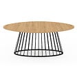 ID MARKET - Table à manger ovale YUNA 10 personnes plateau bois et pied filaire en métal noir 200 cm - vignette