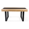 ID MARKET - Table à manger rectangle PHOENIX 6 personnes bois et noir bande centrale noire 160 cm - vignette