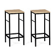 ID MARKET - Ensemble table de bar îlot JUNO bois noir avec plateau façon hêtre et 2 tabourets de bar DETROIT - vignette