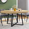 ID MARKET - Table à manger extensible ronde SELMA 4-8 personnes bois et noir 110-150 cm - vignette