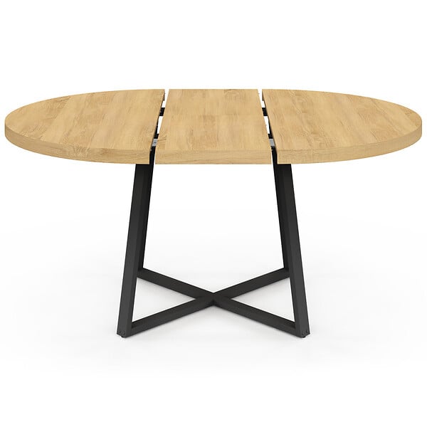 ID MARKET - Table à manger extensible ronde SELMA 4-8 personnes bois et noir 110-150 cm - large