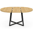 ID MARKET - Table à manger extensible ronde SELMA 4-8 personnes bois et noir 110-150 cm - vignette