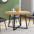 ID MARKET - Table à manger extensible ronde SELMA 4-8 personnes bois et noir 110-150 cm - vignette