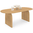ID MARKET - Table à manger extensible japandi ovale EDITH 6-10 personnes en bois façon hêtre 160 - 200 cm - vignette