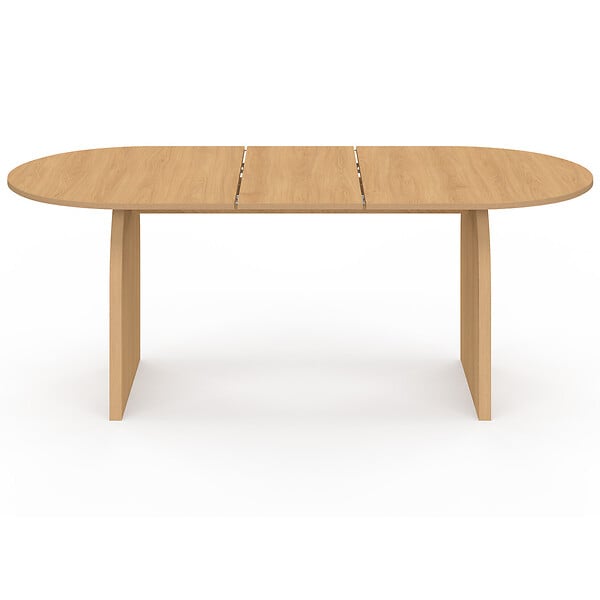ID MARKET - Table à manger extensible japandi ovale EDITH 6-10 personnes en bois façon hêtre 160 - 200 cm - large