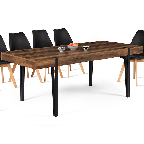 ID MARKET - Table à manger rectangle AUSTRIA 10 personnes bois pied épingle 200 cm - large