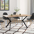 ID MARKET - Table à manger rectangle LOUISON 8 personnes bois et noir design industriel 160 cm - vignette