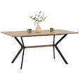 ID MARKET - Table à manger rectangle LOUISON 8 personnes bois et noir design industriel 160 cm - vignette