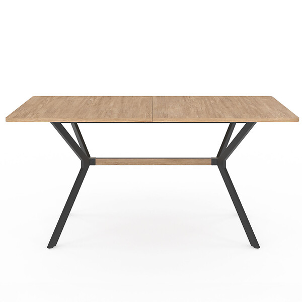 ID MARKET - Table à manger rectangle LOUISON 8 personnes bois et noir design industriel 160 cm - large