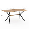 ID MARKET - Table à manger rectangle LOUISON 8 personnes bois et noir design industriel 160 cm - vignette