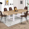 ID MARKET - Table à manger rectangle PHOENIX 8 personnes bois et blanc 200 cm - vignette