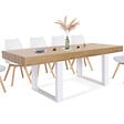 ID MARKET - Table à manger rectangle PHOENIX 8 personnes bois et blanc 200 cm - vignette