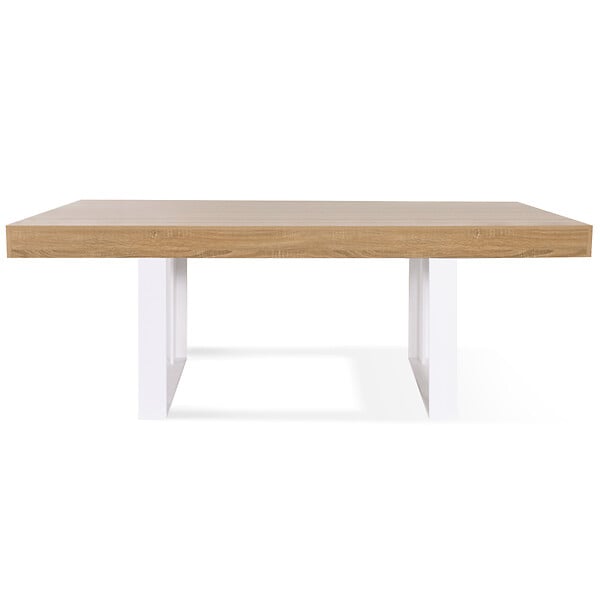ID MARKET - Table à manger rectangle PHOENIX 8 personnes bois et blanc 200 cm - large