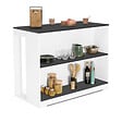 ID MARKET - Table de bar îlot JUNO bois blanc et plateau gris - vignette