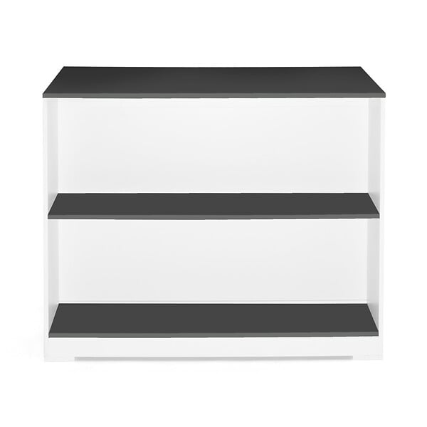 ID MARKET - Table de bar îlot JUNO bois blanc et plateau gris - large